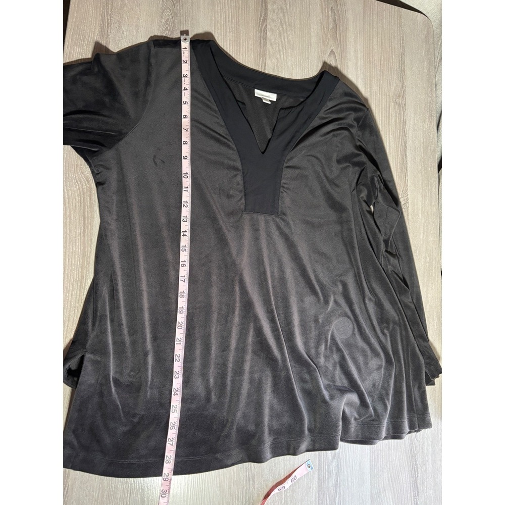 Pure Jill J. Jill Black Velour Split V-Neck Tunic Top Whimsigoth Velvet Fairy - Picture 7 of 7